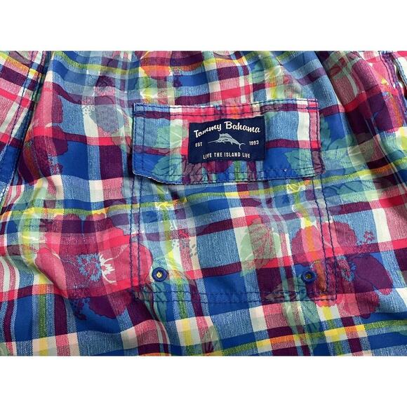 Tommy Bahama Swim Trunks Mens Size XXL Plaid Floral Draw String Lined Shorts - Picture 9 of 13
